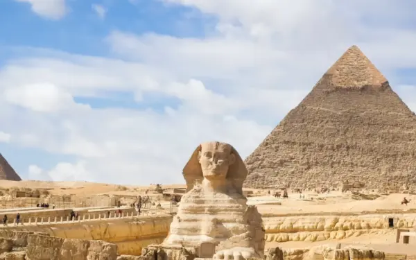 The Giza pyramids with the Great Sphinx in the foreground
