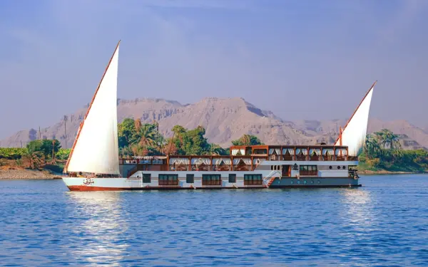 A traditional Egyptian dahabiya sailing on the Nile