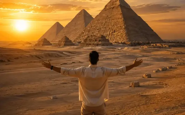 The Great Pyramid of Giza seen from the plateau