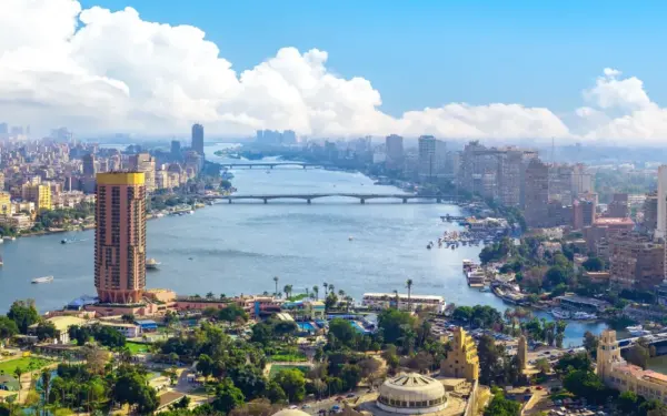 Aerial view of Cairo towers and hotels